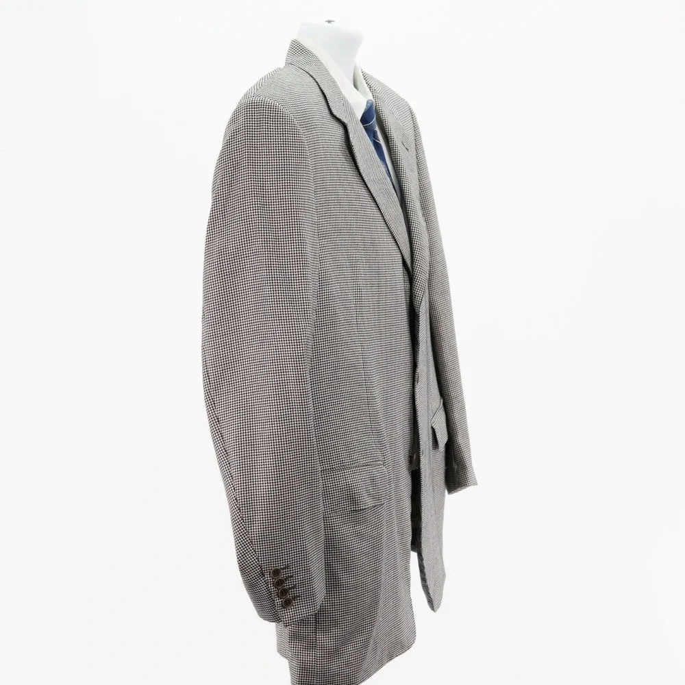 Canali Silk Wool White Black Houndstooth Sport Coat 44L